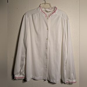 Lady Devon White Button-Up Women's Blouse Xl